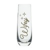 Totalee Gift Wifey/Hubs Champagne Glass Set of 2 Glass Clear 18 oz - 2 of 3