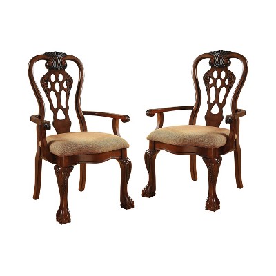 Set of 2 Belliere Elegant Wood Carved Padded Armchairs Red - HOMES: Inside + Out