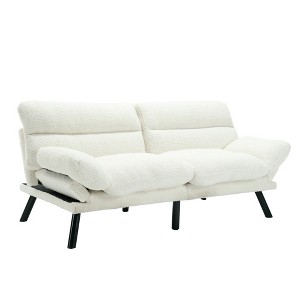 Airsurfer White Modern Velvet Sleeper Sofa Bed, Wood Frame, 6 Solid Legs, 600 lbs Capacity, European Style with Tapered Legs - 1 of 4