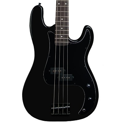 Satin Black 4-String Electric Bass Guitar with Maple Neck