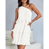 Women's Asymmetrical One-Shoulder Dress - Tiered Chiffon Midi Dress with Flowy Silhouette - 3 of 4