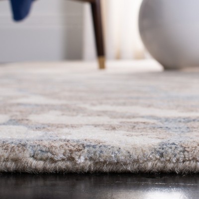 Handmade Light Brown and Ivory Wool Tufted Area Rug, 3' x 5'