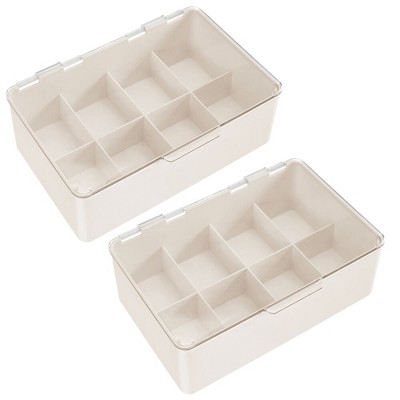 mDesign Stackable Plastic Tea Bag Organizer Kitchen Storage Box, 2 Pack
