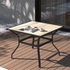 Wood Grain Tabletop Metal Outdoor Table: Square Design with Umbrella Hole (1 Table) - 4 of 4