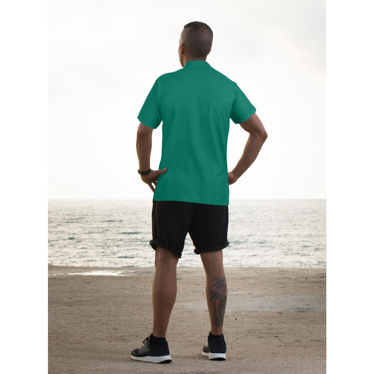 HAPPY BAY Mens Short Sleeve Button Down Summer Solid Shirts Casual Camp Shirt for Men Beach Vacation Business Work Shirt with Pocket 7XL Green Solid - thumbnail 3