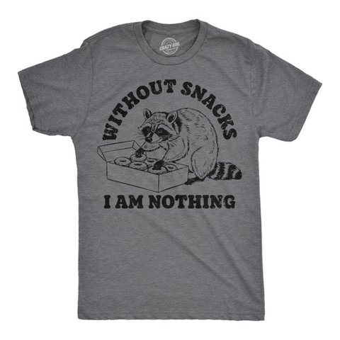 Мужские футболки Crazy Dog T-Shirts, Inc. Mens Funny T Shirts Without Snacks I Am Nothing Sarcastic Graphic Novelty Tee for Men - Crazy Dog Men's T Shirt For Foodies Dark Grey M
