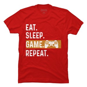 Men's Design By Humans Eat Sleep Game Repeat By MeowShop T-Shirt - 1 of 2
