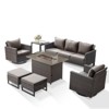 Buenhomino 7PCS Outdoor Patio Furniture Set,PE Wicker Patio Conversation Sets with 41" 50000BTU Fire Pit Table,Swivel Rocking Chairs Set - 2 of 4