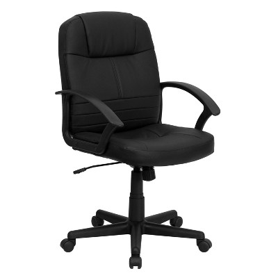 Flash Furniture Mid-Back Black Leather Executive Swivel Office Chair with Rounded Back and Arms