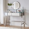 33.9" Mirrored Makeup Vanity Desk with Mirror and Lights, Mirrored Console Vanity Table with 2 Big Drawers & Open Shelf, Silver - 2 of 4
