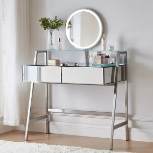 Bella Depot Mirrored Console Vanity Table with 2 Big Drawers & Open Shelf - 1 of 4