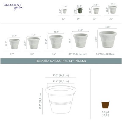 16-Inch Weathered Concrete Polyethylene Outdoor Planter