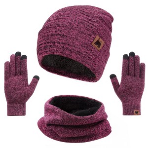 mysuntown Unisex Winter Hat and Scarf Set for Women,Touch Screen Gloves Set and Neck Warmer,Winter Hats for Men - 1 of 4