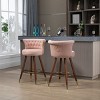 Tufted Velvet Barstools,Swivel Button Tufted Bar Chairs with Nailheads Trim,Swivel Counter Height Barstools with Backs Set of 2-Cuddlewood - 2 of 4