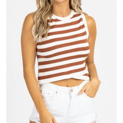 Women's STRIPED WRAP FRONT TANK - dee elly