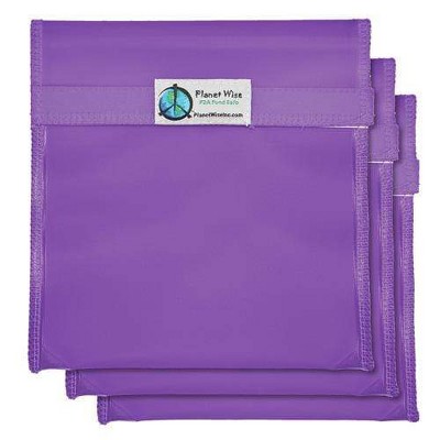 Planet Wise Reusable Tinted Hook and Loop Sandwich Bag 3-Pack