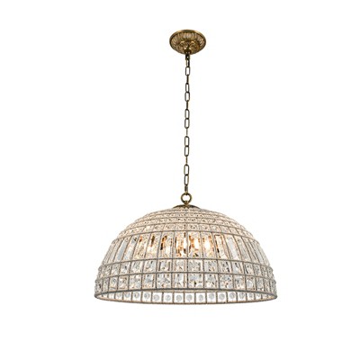 LLHZSY Retro French Crystal Chandelier Antique Bronze Dome Island Pendant Ceiling Fixture, 1-Light W15" or 6-Light W23 3/5"