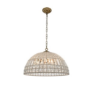 LLHZSY Retro French Crystal Chandelier Antique Bronze Dome Island Pendant Ceiling Fixture, 1-Light W15" or 6-Light W23 3/5" - 1 of 4