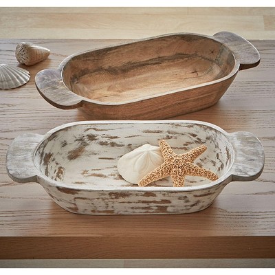 Antique White Mango Wood Dough Bowl