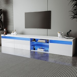 Sapphtopaz TV Stand for TVs Up to 105" Entertainment Center with 2 Glass Shelves and 3 Storage Cabinet TV Console with LED for Living Room - 1 of 4