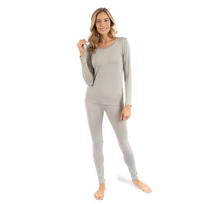 Leveret Womens Two Piece Thermal Pajamas Solid Light Gray S : Target
