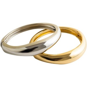 Gold/Silver Plated Irregular Wide Wire Chunky Cuff Bracelets Hinged Cuff Open Bracelet - 1 of 4