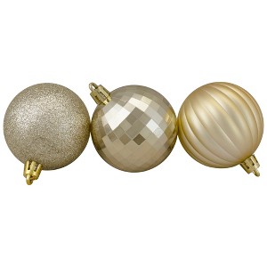 Northlight 100ct Shatterproof 3-Finish Christmas Ball Ornament Set 2.5" - Gold - 1 of 3