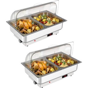 Rectangular Electric Chafing Dish Set - 9QT Buffet Warmer with Temperature Control & Glass Lid, for Catering - 1 of 4