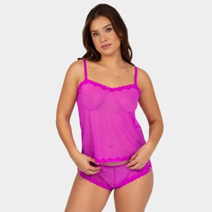 Smart and Sexy Women's Sheer Mesh Cami & Shorts Sleep Set - 1 of 4