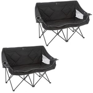 ARROWHEAD OUTDOOR Portable Folding Double Duo Camping Chair Loveseat w/ 2 Cup & Wine Glass Holder, Back Storage, Carrying Bag, Supports up to 6500lbs - 1 of 4
