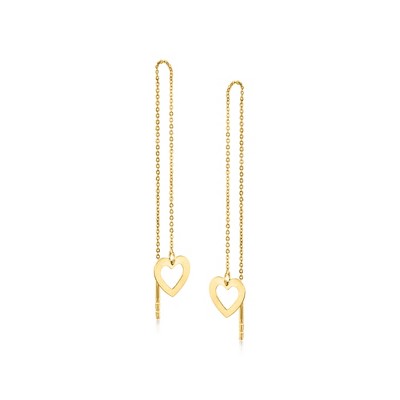 RS Pure by Ross-Simons 14kt Yellow Gold Heart Threader Earrings