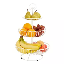 Juvale White Metal Fruit Basket, 3 Tier Kitchen Storage for Vegetables, Produce, and Counter Decor, 18 Inches