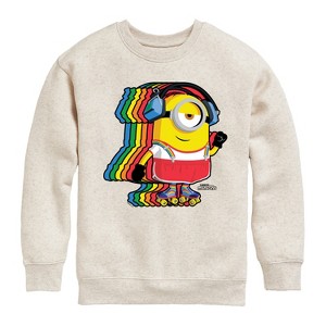 Boys' - Despicable Me Minions - Retro Rainbow Skater Graphic Long Sleeve Fleece Sweatshirt - 1 of 4