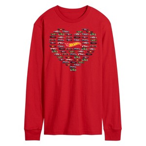 Men's - Hot Wheels - Valentine's Hot Wheels Heart Long Sleeve Graphic T-Shirt - 1 of 3