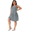 Agnes Orinda Women's Plus Size Sleeveless Soft Round with Pockets Stripe Nightgowns - 3 of 4