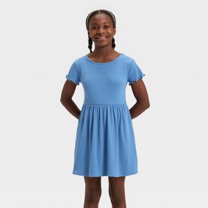 Girls' Short Sleeve Ribbed Dress - Cat & Jack - 1 of 3