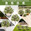 2PCS Artificial Topiary Boxwood Ball Trees with Spike UV Resistant Faux Round Topiary Shrub Plant with Silk Flowers for Porch Outdoor Christmas Decor - 4 of 4