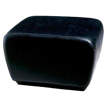 Full Leather Ottoman with Rounded Sides Black - Baxton Studio
