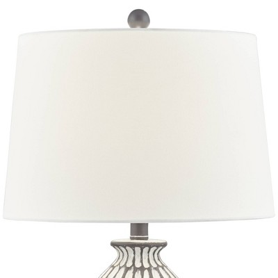 Carlton Gray Wash and White Table Lamp Set with Fabric Shades