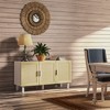 Sideboard Buffet Cabinet, Kitchen Cabinet, Coffee Bar Cabinet with 3 Rattan Doors and Adjustable Shelves, White and Natural - 2 of 4