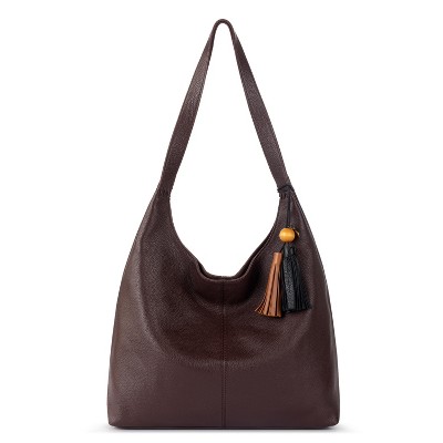 The Sak Huntley Hobo Bag in Leather, Double Strap Purse, Mahogany