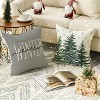 Merry Christmas Tree Hello Winter Throw Pillow Covers, 18 x 18 Inch Mistletoe Pine Spruce Holiday Cushion Case - 3 of 4