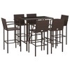 vidaXL - Modern 7-Piece Patio Bar Set with Rectangular Table - Weather-Resistant Outdoor Garden Furniture - Brown PE Poly Rattan Bar Table and Stools - 3 of 4