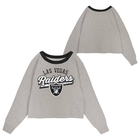 NFL Las Vegas Raiders Girls' Gray Crew Fleece Hooded Sweatshirt - image 1 of 3