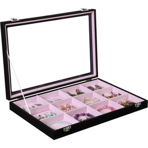 30-Grid Earring Organizer Tray with Clear Lid and Anti-Tarnish Protection - 1 of 4