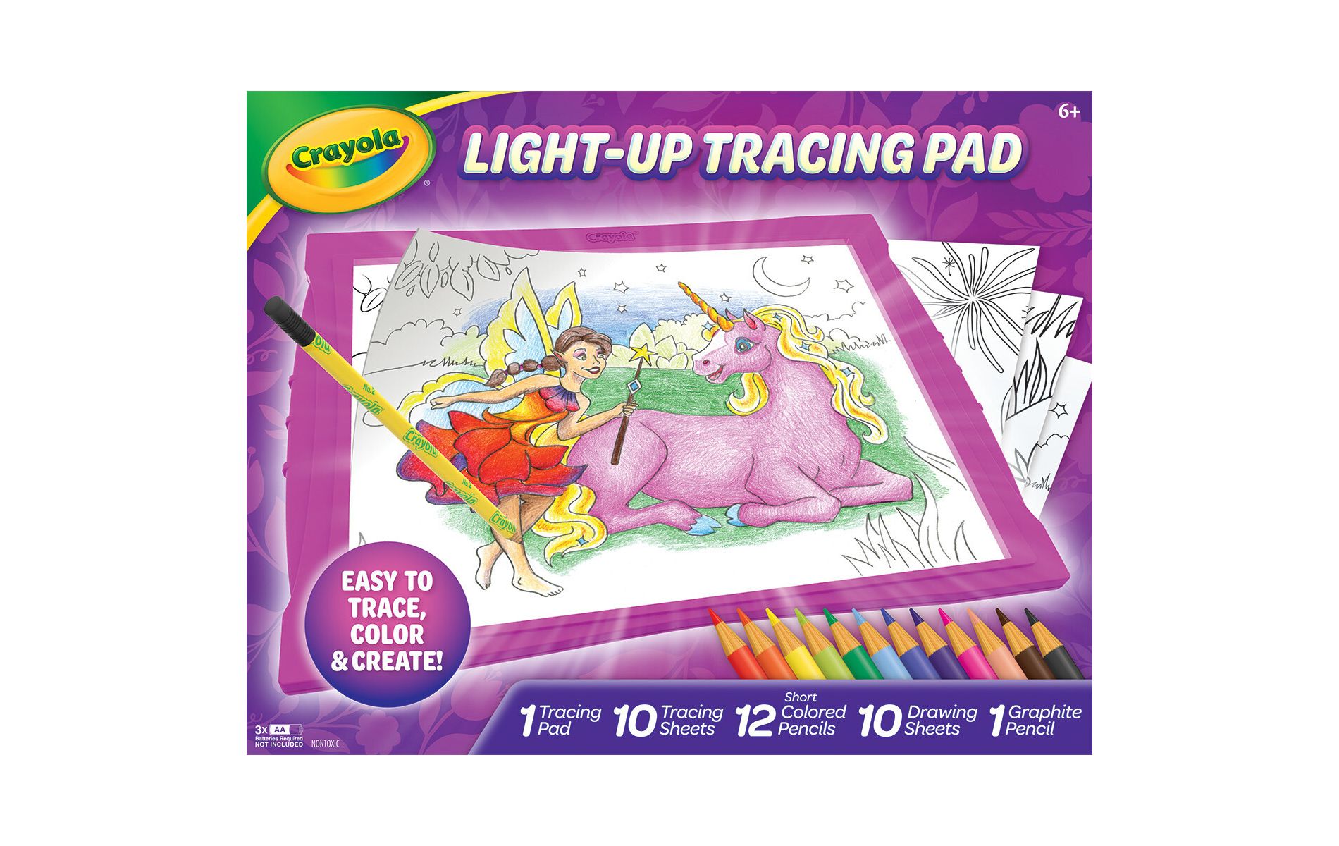 Crayola Light Up Tracing Pad Pink: Creative Drawing Kit for Kids, Includes Colored Pencils & Paper, Toys for Ages 6-8