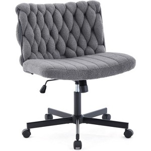 Criss Cross Chair with Wheels, Wide Seat Armless Desk Chair, Cross Legged Swivel Comfy Chair - 1 of 4
