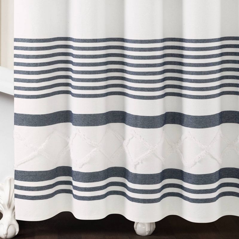 72"x72" Urban Diamond Striped Woven Tufted Eco Friendly Recycled Cotton Shower Curtain - Lush Décor, 5 of 6