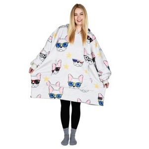 Catalonia Woman Wearable Blanket Hoodie Oversized Sweatshirt, Warm Fleece Pullover Adult Blanket, Cozy Birthday Gift for Woman Wife - 1 of 4