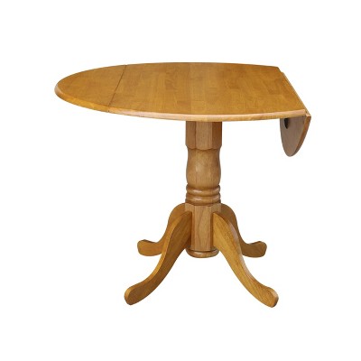 Contemporary 44.5" Round Oak Wood Extendable Dining Table